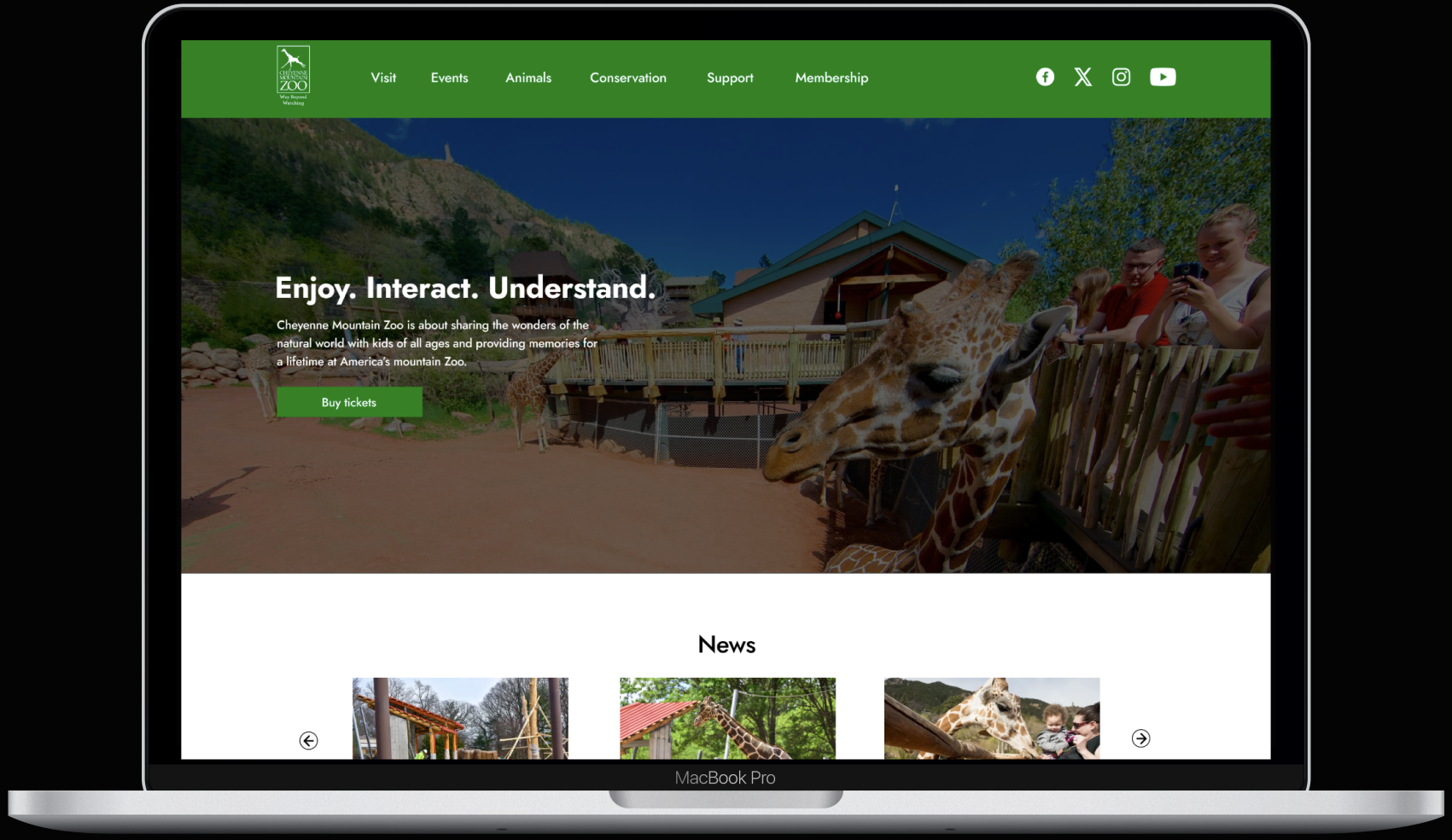 mockup of CMZ website design inside of portfolio section